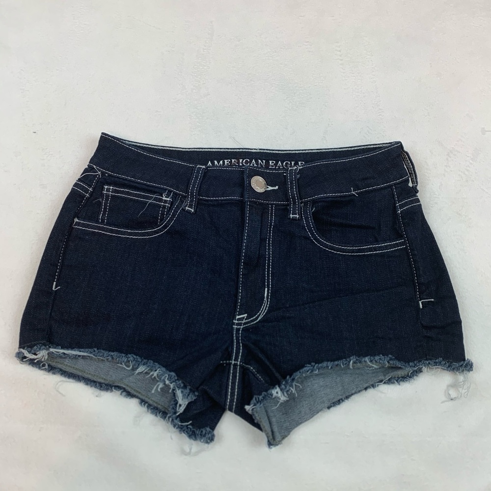 American Eagle high rise shortie jean short denim‎